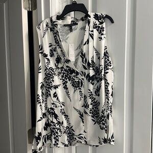 WHBM lined cream and black floral top NWT